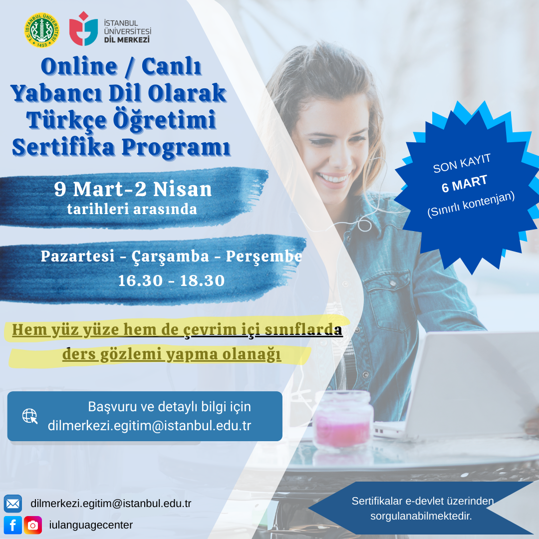 Online / Canlı Yabancı Dil Olarak Türkçe Öğretimi Sertifika Programı